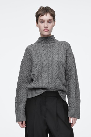 Cable-Knit Wool Funnel-Neck Jumper from COS