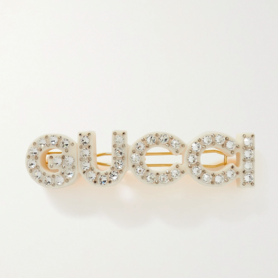 Small Crystal-Embellished Resin And Gold-Tone Hair Clip from Gucci