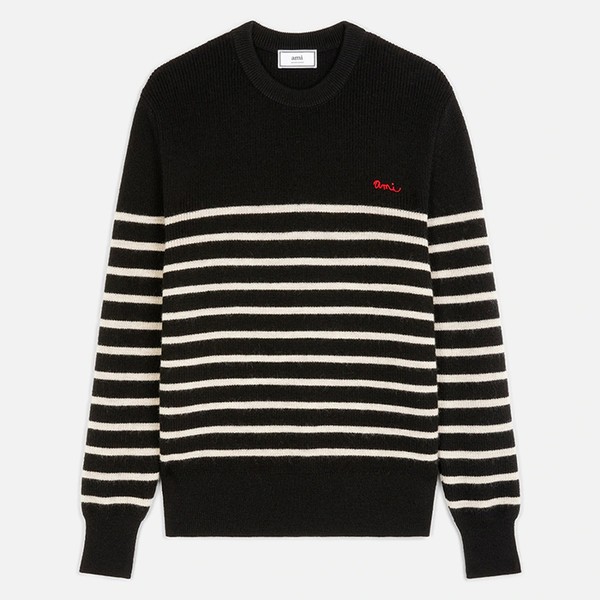 Logo-embroidered Striped Virgin Wool Sweater from AMI