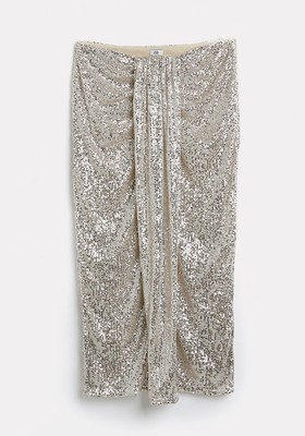 Sequin Pleated Midi Skirt from River Island