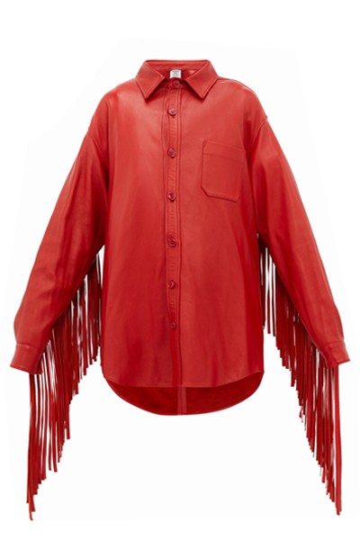 Fringed-sleeve Leather Shirt Jacket from Vetements