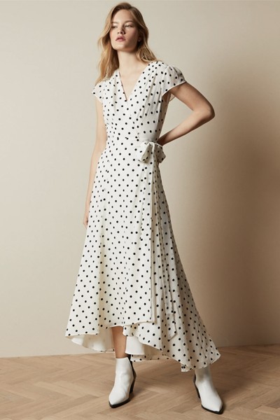 Spotted Dip Hem Maxi Dress