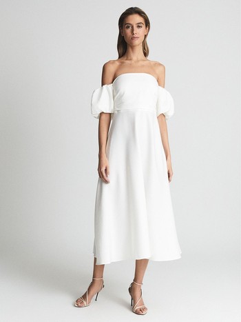 Shona Puff Sleeve Off Shoulder Midi Dress, £238