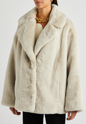 Savannah Cream Faux Fur Jacket from Stand Studio