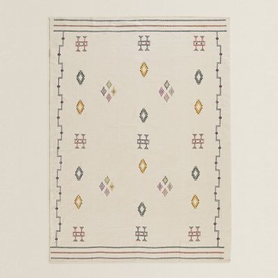 Embroidered Cotton Rug from Zara