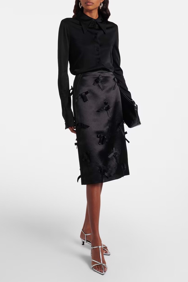 Bow-Detail Satin Midi Skirt from Jil Sander