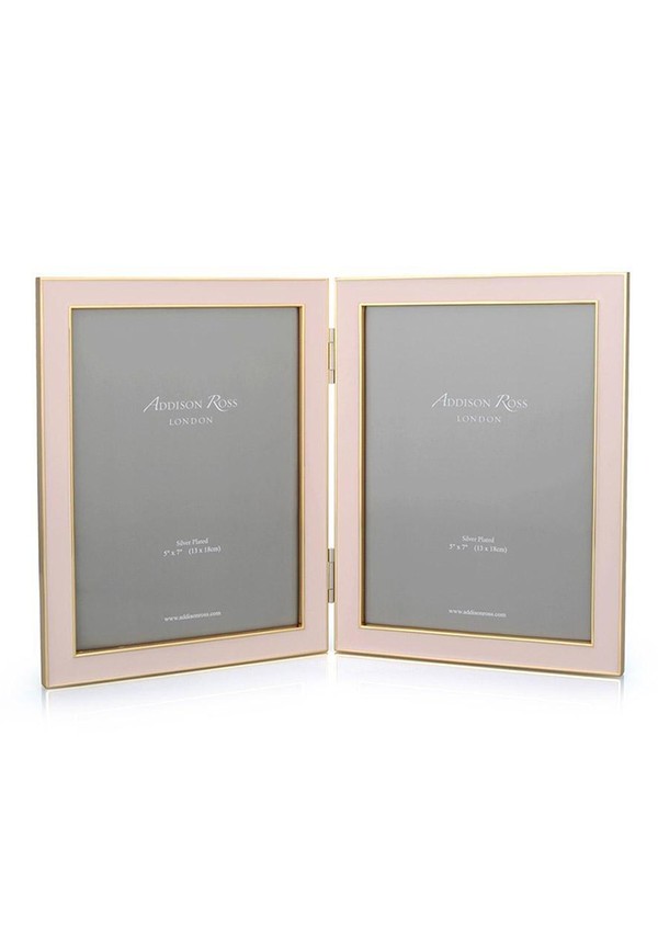 Pale Pink Enamel & Gold Double Frame from Addison Ross