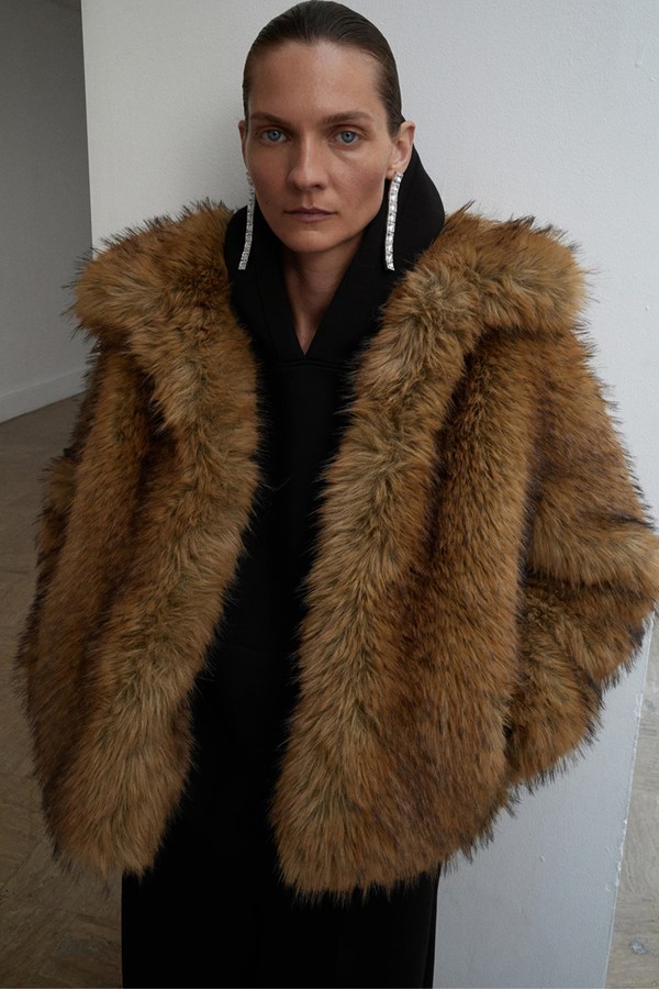 Faux-Fur Jacket With Lapels from Mango