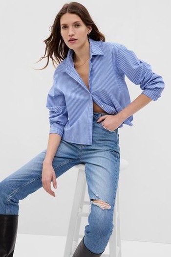 Organic Cotton Cropped Long Sleeve Shirt  from Gap