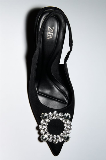 Embellished Heeled Slingback Shoes from Zara