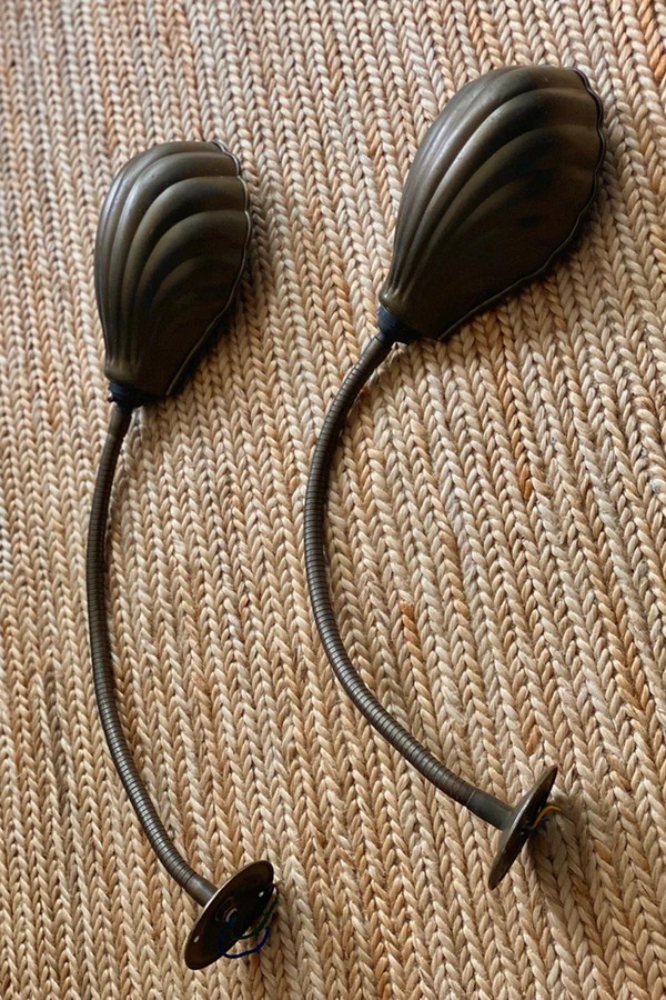 Pair Of Brass Shell Wall Lights from Kept