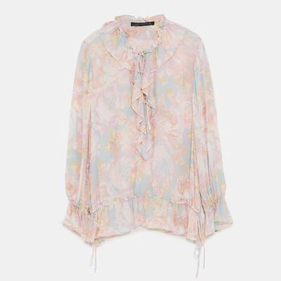 Ruffled Print Blouse from Zara