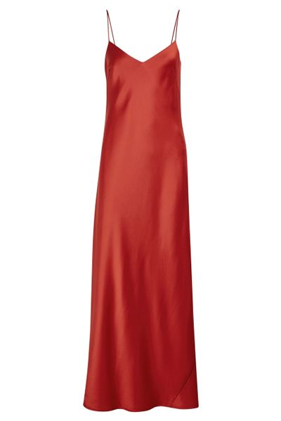 Burnt Orange Satin Slip Dress from Galvan