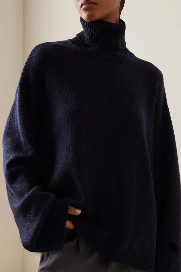 Rhea Oversized Wool-Cotton Turtleneck Sweater from The Frankie Shop