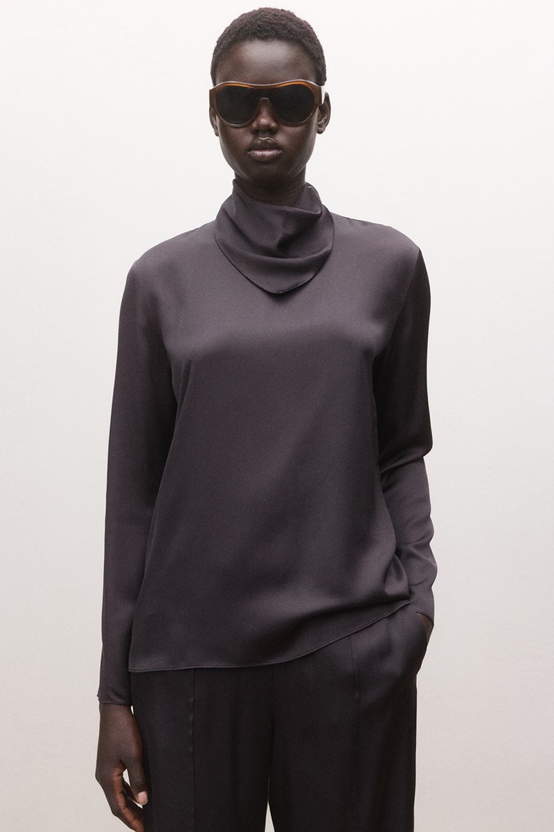Satin Blouse With A Turtleneck