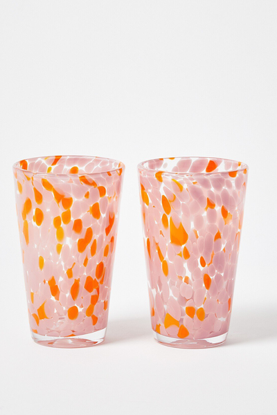 Bexton Orange Spot Highball Glass Tumblers from Oliver Bonas