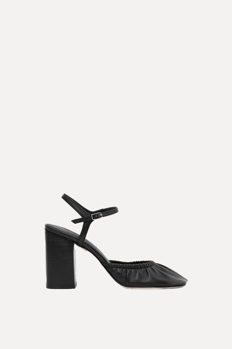 Ruched 100% Leather Court Shoes