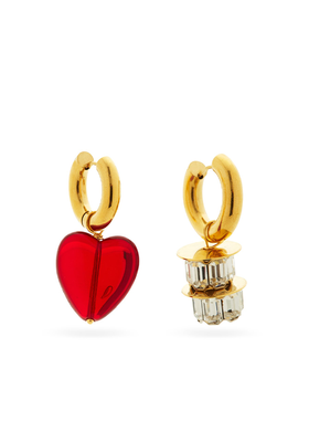 Mismatched Glass & 24kt Gold-Plated Hoop Earrings from Timeless Pearly