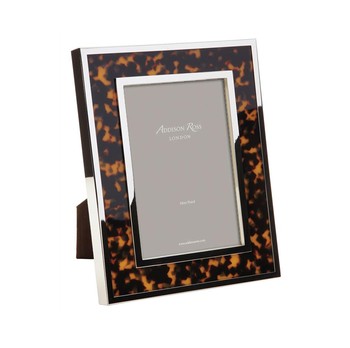 Double Border Tortoiseshell & Silver Photo Frame