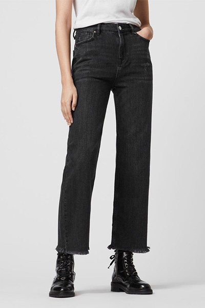 Ash Cropped High-Rise Boyfriend Jeans