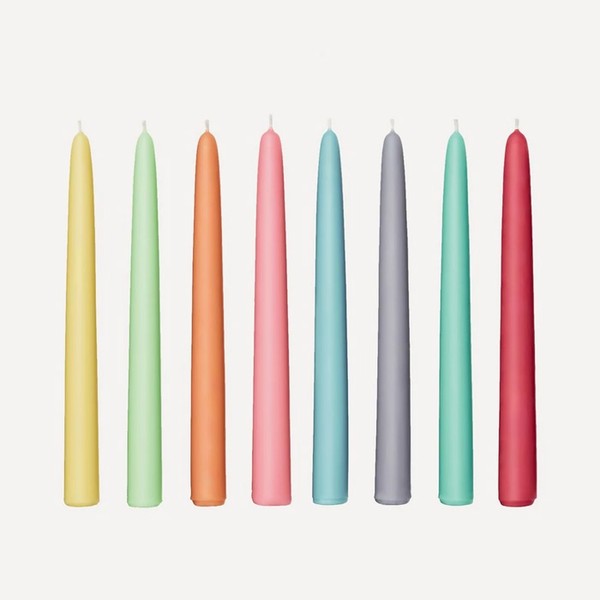 Bright Rainbow Taper Candles Set Of Eight from Fairholme Studio