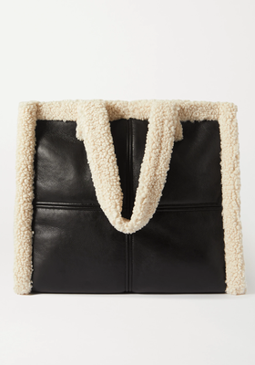 Lola Faux Shearling-Trimmed Faux Leather Tote from Stand Studio