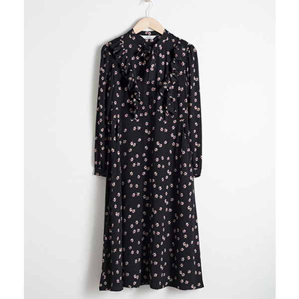Floral Printed Ruffle Bib Midi Dress from & Other Stories