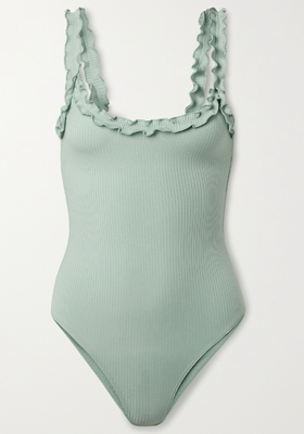Flute Ruffled Ribbed Bodysuit from Reformation 