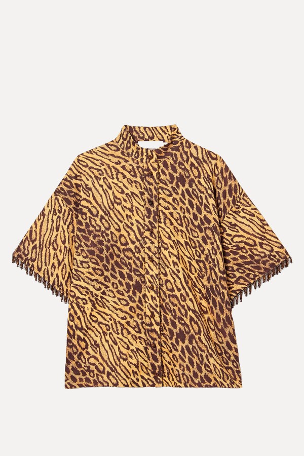 Coco Bead-Embellished Leopard-Print Cotton Shirt from ZIMMERMANN