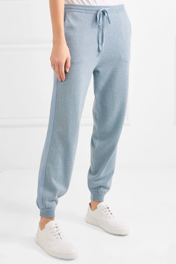 Metallic Wool & Cashmere-Blend Track Pants from Allude