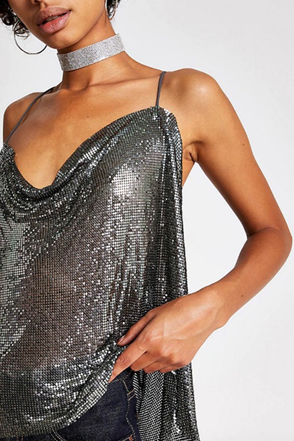 Dua Lipa x Pepe Jeans Chainmail Cami Vest Top from River Island
