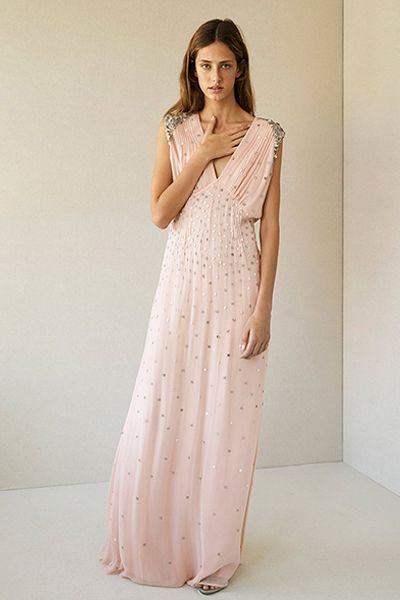 Sheered Maxi Dress With Metallic Beads