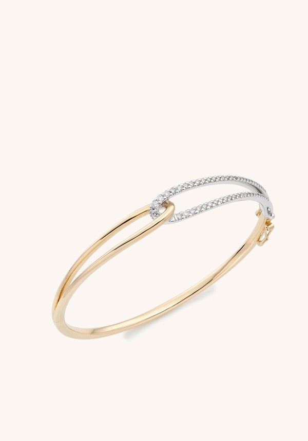 Essence 9ct White and Yellow Gold Diamond Bangle