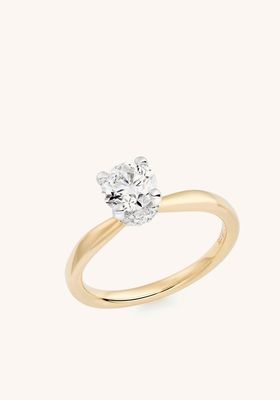 Once 18ct Gold Diamond Solitaire Hidden Halo Ring