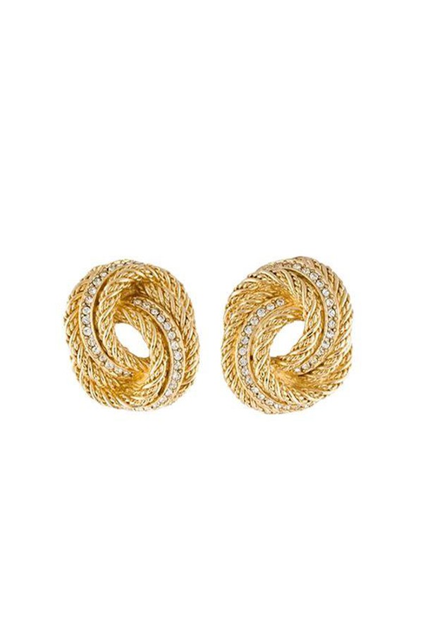 Gold Tone Embellished Clip-On Earrings from Dior