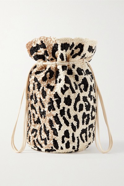 Mini Beaded Satin Bucket Bag from Ganni