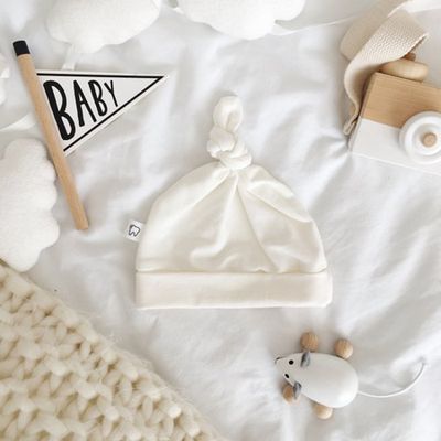 Cream Baby Knot Hat from Milk Teeth Clothing Co