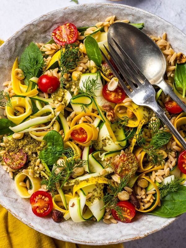 Shaved Courgette Salad With Chickpea Rice