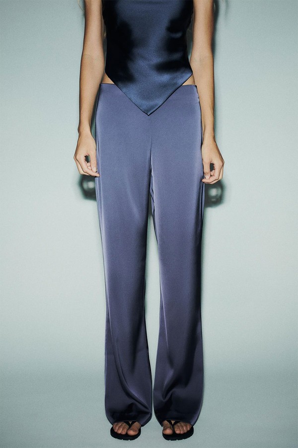 High-Waist Satin Trousers