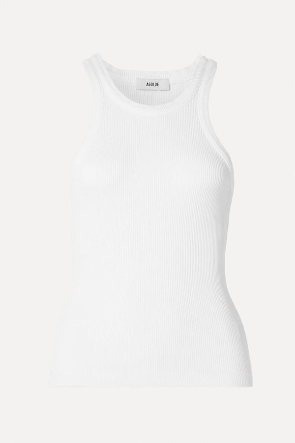 Rayne Ribbed Stretch Organic Cotton & Lyocell-Blend Jersey Tank from Agolde