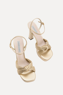 Pleated Knotted Platform Sandals from Charles & Keith