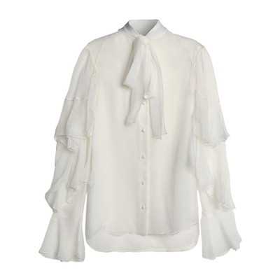 Pussy-Bow Ruffled Silk-Georgette Top from Chloé