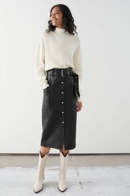 Belted Leather Midi Skirt from & Other Stories