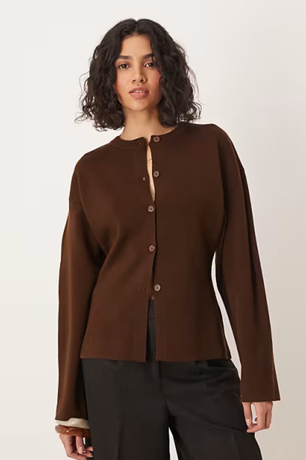 Knitted Structured Crew Neck Cardigan from ASOS DESIGN