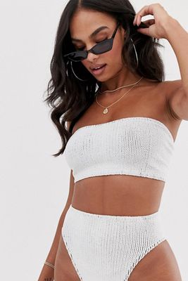Mix and Match Crinkle Bandeau Bikini Top from ASOS Design