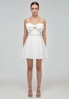 White Taffeta Bow Mini Dress