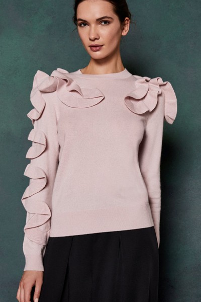 PALLEGE Frill Sleeve & Shoulder Jumper