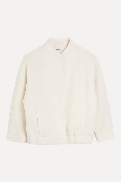 Cream Oversized Bomber Jacket from River Island