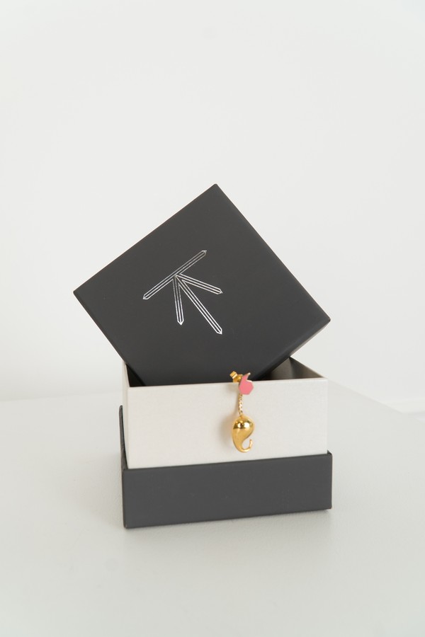 Roxy Enamel Pink & White Sapphire Earring from Leivankash