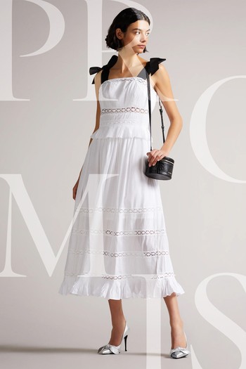 Midi Dress With Grosgrain Straps